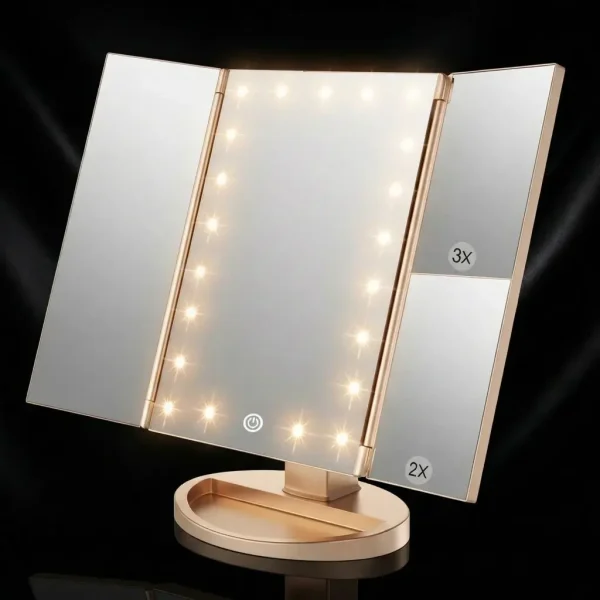 מראת איפור עם תאורה 21 נורות LED