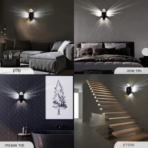 מנורת קיר LED דקורטיבית בעיצוב נשר – תאורת אווירה מודרנית לסלון ולחדר תמונה 2