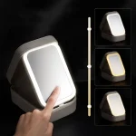 מראת איפור LED מתקפלת לנסיעות – תאורה חכמה ומגדלת (קומפקטית וניידת) 3