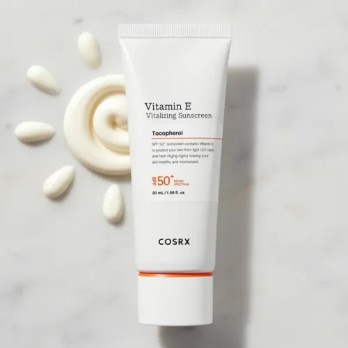 מסנן קרינה COSRX ויטמין E SPF 50 — לעור שמן, גימור זוהר