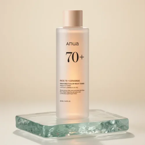 טונר חלבי Anua Rice 70 Glow — מי אורז, ניאצינמייד וסרמידים