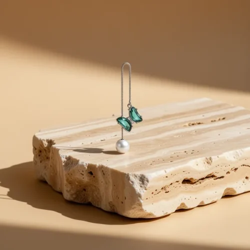 עגילי שרשרת — ריינסטון