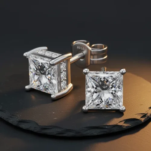 עגילים צמודים Princess Cut — זירקון
