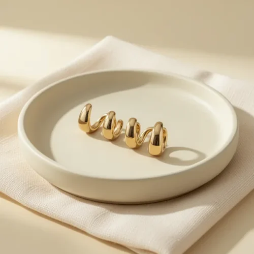 עגילי האגי CHESKY — ציפוי זהב 14K