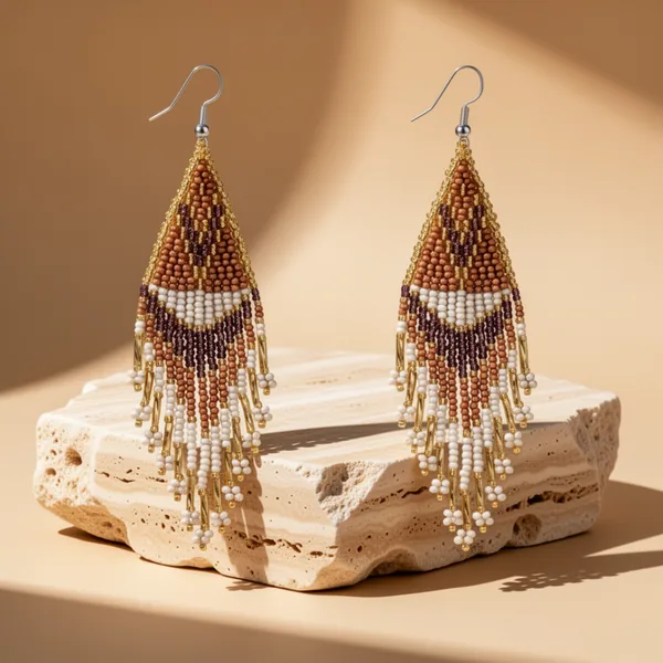 עגילים תלויים Bohemian Long Tassel — נחושת