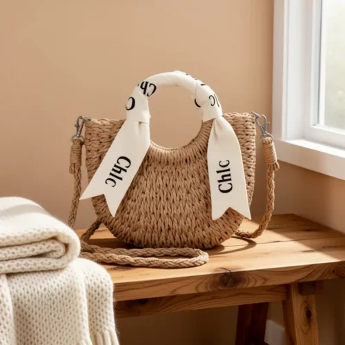 תיק קש — בד · Straw Bag Cute