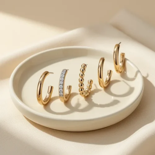 עגילי חישוק Turandoss — ציפוי זהב 14K