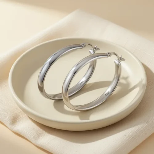 עגילי חישוק — ציפוי כסף · ציפוי זהב 14K